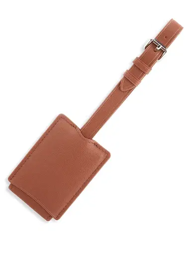 Royce New York Men's Leather Luggage Tag - Tan | Thumbnail 1