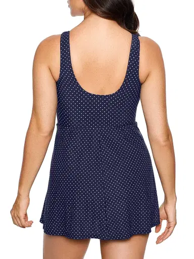 Miraclesuit Swim Women's Pin Point Marais Polka Dot Swim Dress - Midnight Blue - Size 18 | Thumbnail 4 Miraclesuit Swim Women's Pin Point Marais Polka Dot Swim Dress - Midnight Blue - Size 18 | Thumbnail 4