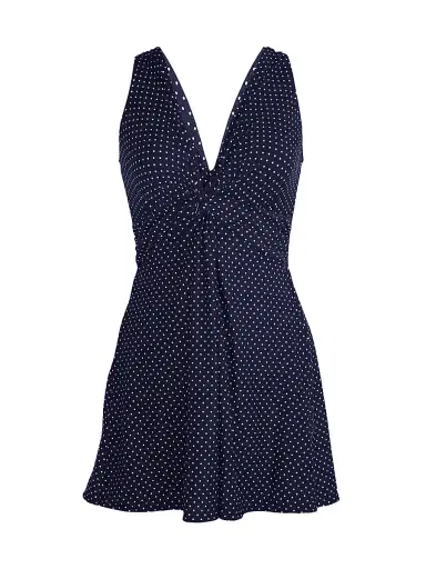 Miraclesuit Swim Women's Pin Point Marais Polka Dot Swim Dress - Midnight Blue - Size 18 | Thumbnail 1 Miraclesuit Swim Women's Pin Point Marais Polka Dot Swim Dress - Midnight Blue - Size 18 | Thumbnail 1