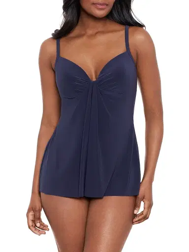 Miraclesuit Swim Women's Rock Solid Marina Tankini Top - Midnight Blue - Size 16 | Thumbnail 2