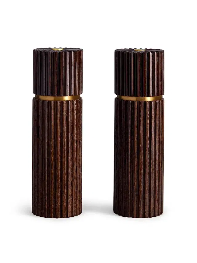 L'Objet Atelier Ionic Wood Salt & Pepper Mills - Smoked Oak