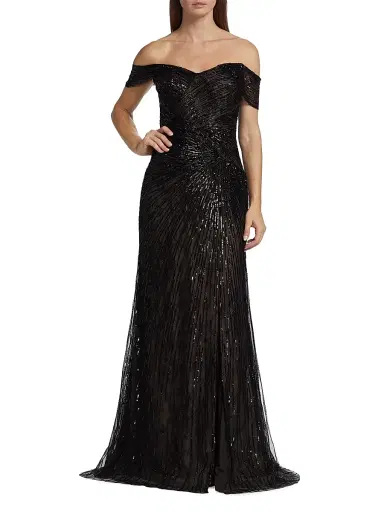 Rene Ruiz Collection Women's Sequined Off-The-Shoulder Gown - Black | Thumbnail 3 Rene Ruiz Collection Women's Sequined Off-The-Shoulder Gown - Black | Thumbnail 3