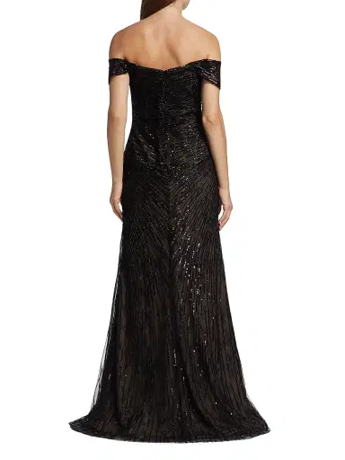 Rene Ruiz Collection Women's Sequined Off-The-Shoulder Gown - Black | Thumbnail 5 Rene Ruiz Collection Women's Sequined Off-The-Shoulder Gown - Black | Thumbnail 5