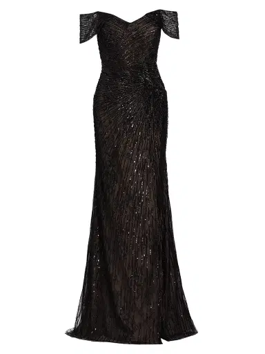 Rene Ruiz Collection Women's Sequined Off-The-Shoulder Gown - Black | Thumbnail 1 Rene Ruiz Collection Women's Sequined Off-The-Shoulder Gown - Black | Thumbnail 1