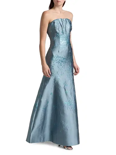 Rene Ruiz Collection Women's Strapless Jacquard Mermaid Gown | Thumbnail 2