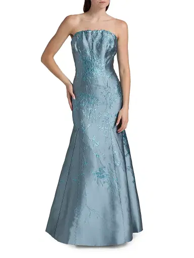 Rene Ruiz Collection Women's Strapless Jacquard Mermaid Gown | Thumbnail 3