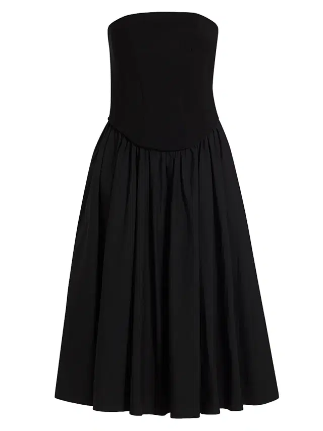 Toccin Women's Melody Corset Cotton-Blend Midi-Dress - Jet