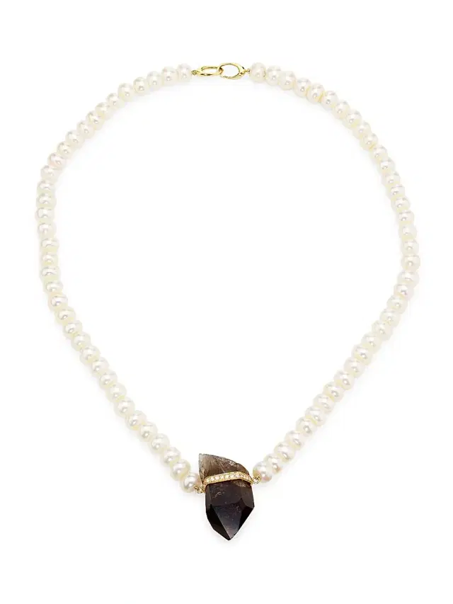 Women's Ocean 14K Yellow Gold & Multi-Gemstone Pendant Necklace - Pearl