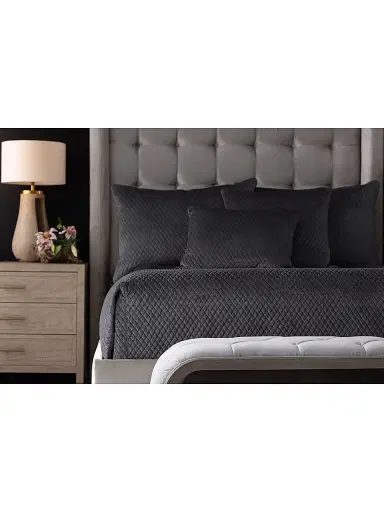 Lili Alessandra Valentina Quilted Velvet Pillow - Black 26 x 26 | Thumbnail 4 Lili Alessandra Valentina Quilted Velvet Pillow - Black 26 x 26 | Thumbnail 4