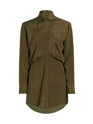 Brandon Maxwell Women's The Vera Silk Shirtdress - Olive Green | Thumbnail 1 Brandon Maxwell Women's The Vera Silk Shirtdress - Olive Green | Thumbnail 1