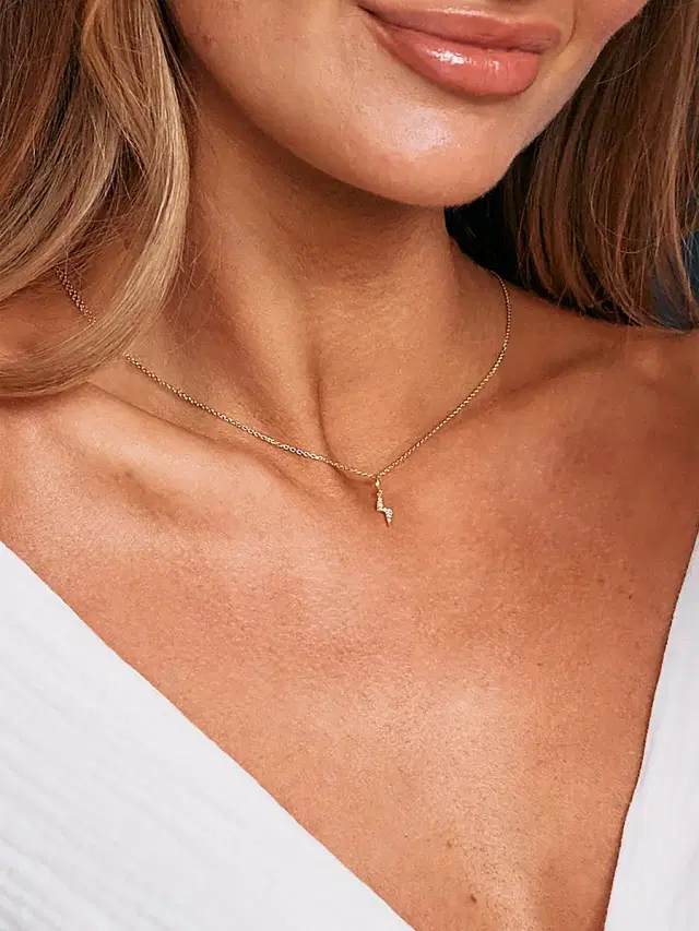 Women's Adeline Bolt 14K-Gold Vermeil & White Topaz Pendant Necklace - Gold