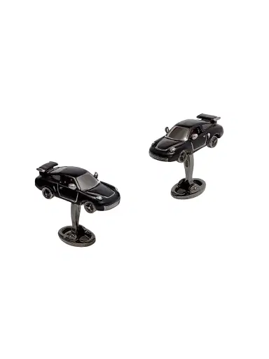 Jan Leslie Men's Sterling Silver, Black Ruthenium & Enamel Sports Car Cufflinks - Black | Thumbnail 1 Jan Leslie Men's Sterling Silver, Black Ruthenium & Enamel Sports Car Cufflinks - Black | Thumbnail 1