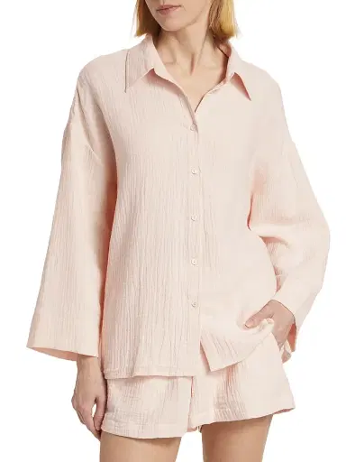 Pour Les Femmes Women's Angel Cotton Gauze 2-Piece Lounge Set - Pink - Size Large | Thumbnail 3 Pour Les Femmes Women's Angel Cotton Gauze 2-Piece Lounge Set - Pink - Size Large | Thumbnail 3