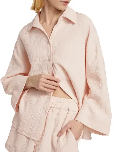 Pour Les Femmes Women's Angel Cotton Gauze 2-Piece Lounge Set - Pink - Size Large | Thumbnail 6 Pour Les Femmes Women's Angel Cotton Gauze 2-Piece Lounge Set - Pink - Size Large | Thumbnail 6