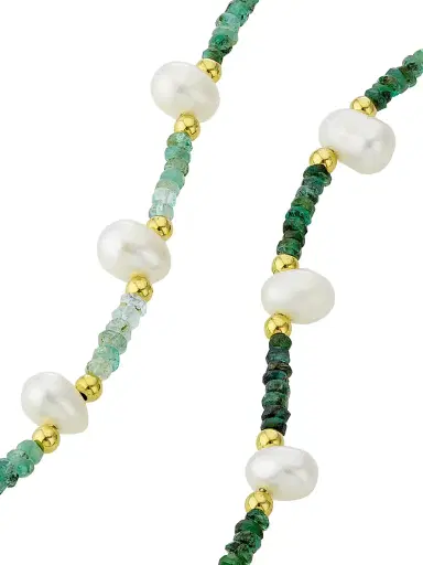 Jia Jia Women's 14K Yellow Gold, Emerald, & Pearl Long Necklace - Green | Thumbnail 4