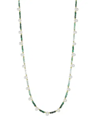 Jia Jia Women's 14K Yellow Gold, Emerald, & Pearl Long Necklace - Green | Thumbnail 1