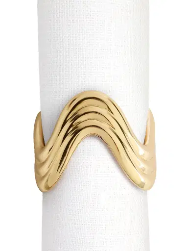 L'Objet Ripple 4-Piece Napkin Ring Set - Gold | Thumbnail 3