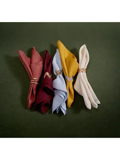 L'Objet Ripple 4-Piece Napkin Ring Set - Gold | Thumbnail 5