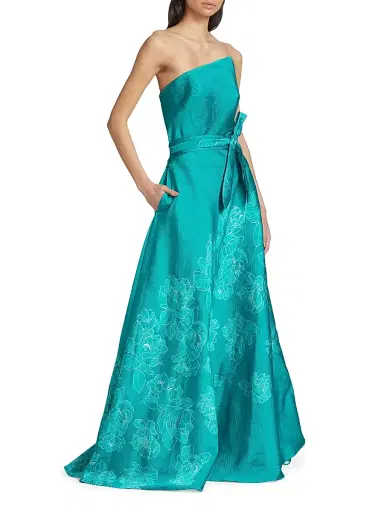 Rene Ruiz Collection Women's Strapless Floral-Embroidered Gown | Thumbnail 4 Rene Ruiz Collection Women's Strapless Floral-Embroidered Gown | Thumbnail 4