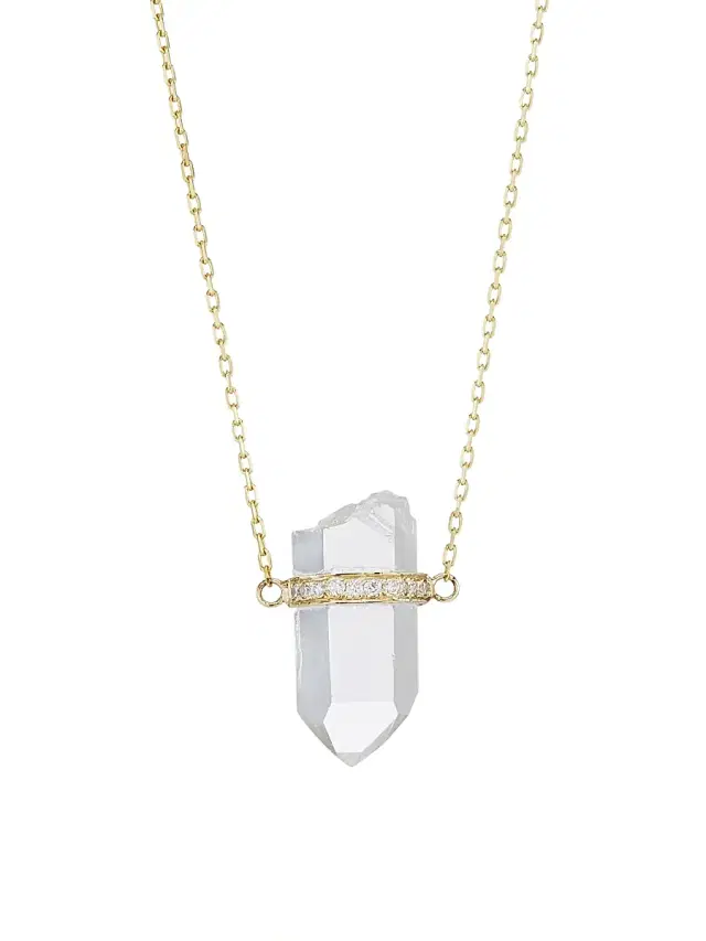 Women's Crystalline 14K Yellow Gold, Crystal Quartz, & Diamond  Pendant Necklace - Gold