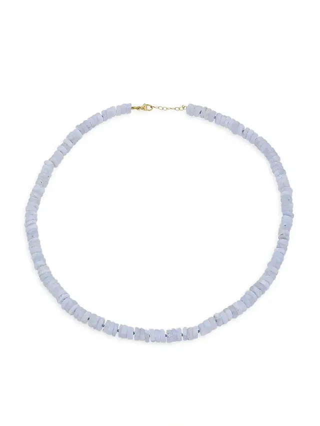 Women's 14K Yellow Gold & Blue Lace Agate Beaded Necklace - Blue