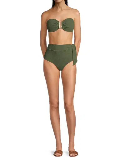 Change of Scenery Women's Cindy Bandeau U-Ring Textured Bikini Top - Olive Texture - Size Medium | Thumbnail 2 Change of Scenery Women's Cindy Bandeau U-Ring Textured Bikini Top - Olive Texture - Size Medium | Thumbnail 2