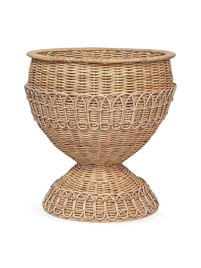 Provence Rattan Medium Urn - White Wash