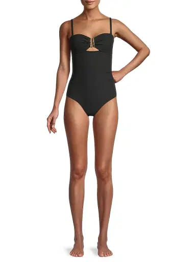 Change of Scenery Women's Lisa Ruched Bandeau One-Piece Swimsuit - Black Texture - Size Small | Thumbnail 2 Change of Scenery Women's Lisa Ruched Bandeau One-Piece Swimsuit - Black Texture - Size Small | Thumbnail 2