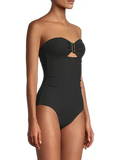 Change of Scenery Women's Lisa Ruched Bandeau One-Piece Swimsuit - Black Texture - Size Small | Thumbnail 4 Change of Scenery Women's Lisa Ruched Bandeau One-Piece Swimsuit - Black Texture - Size Small | Thumbnail 4