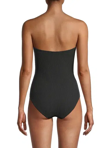 Change of Scenery Women's Lisa Ruched Bandeau One-Piece Swimsuit - Black Texture - Size Small | Thumbnail 5 Change of Scenery Women's Lisa Ruched Bandeau One-Piece Swimsuit - Black Texture - Size Small | Thumbnail 5