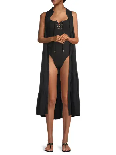 Change of Scenery Women's Taylor Lace-Up One-Piece Swimsuit - Black Texture - Size Small | Thumbnail 2 Change of Scenery Women's Taylor Lace-Up One-Piece Swimsuit - Black Texture - Size Small | Thumbnail 2