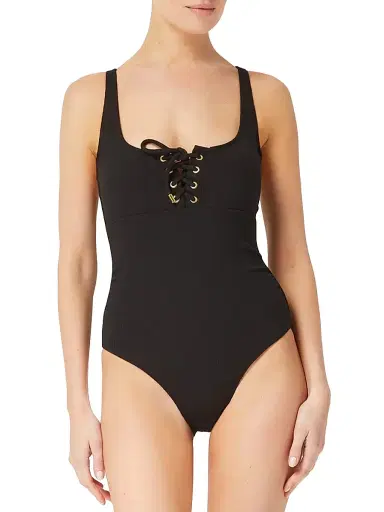 Change of Scenery Women's Taylor Lace-Up One-Piece Swimsuit - Black Texture - Size Small | Thumbnail 4 Change of Scenery Women's Taylor Lace-Up One-Piece Swimsuit - Black Texture - Size Small | Thumbnail 4