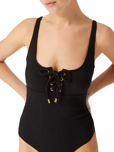 Change of Scenery Women's Taylor Lace-Up One-Piece Swimsuit - Black Texture - Size Small | Thumbnail 6 Change of Scenery Women's Taylor Lace-Up One-Piece Swimsuit - Black Texture - Size Small | Thumbnail 6