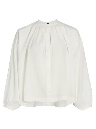DÔEN Women's Jane Shirred Blouse - Salt - Size Large | Thumbnail 1