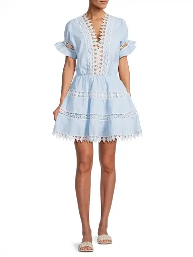 Peixoto Women's Ora Embroidered Mini Dress - Blue White - Size XL | Thumbnail 2 Peixoto Women's Ora Embroidered Mini Dress - Blue White - Size XL | Thumbnail 2