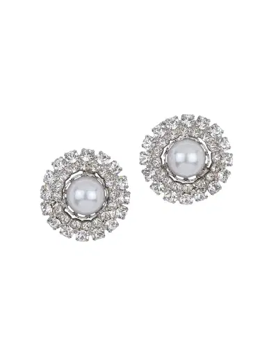 Jennifer Behr Women's Antinea Rhodium-Plated, Imitation Pearl & Crystal Earrings - Crystal Pearl | Thumbnail 1 Jennifer Behr Women's Antinea Rhodium-Plated, Imitation Pearl & Crystal Earrings - Crystal Pearl | Thumbnail 1