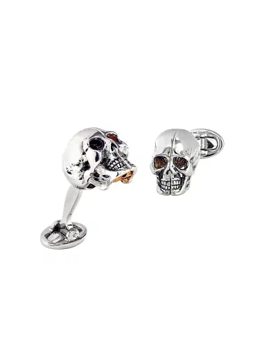 Jan Leslie Men's 18K Gold Vermeil & Sterling Silver Skull With Brain Cufflinks - Silver Gold | Thumbnail 1 Jan Leslie Men's 18K Gold Vermeil & Sterling Silver Skull With Brain Cufflinks - Silver Gold | Thumbnail 1