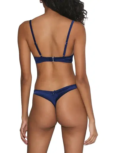 Fleur du Mal Women's Magnolia Lace Demi Cup Bra - Nighttime Blue | Thumbnail 4