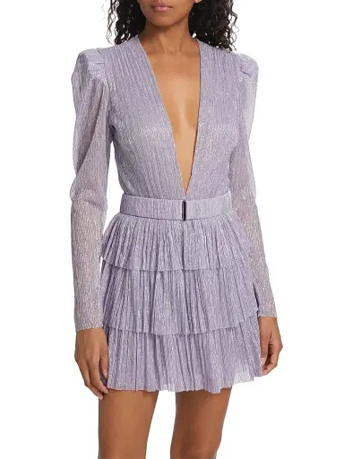 Sabina Musáyev Women's Carry Metallic Foil Ruffled Minidress - Lilac - Size Large | Thumbnail 3 Sabina Musáyev Women's Carry Metallic Foil Ruffled Minidress - Lilac - Size Large | Thumbnail 3