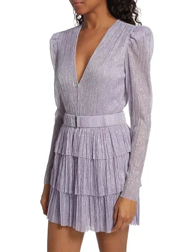 Sabina Musáyev Women's Carry Metallic Foil Ruffled Minidress - Lilac - Size Large | Thumbnail 4 Sabina Musáyev Women's Carry Metallic Foil Ruffled Minidress - Lilac - Size Large | Thumbnail 4