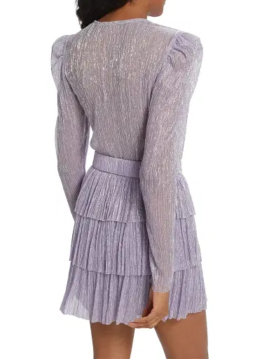 Sabina Musáyev Women's Carry Metallic Foil Ruffled Minidress - Lilac - Size Large | Thumbnail 5 Sabina Musáyev Women's Carry Metallic Foil Ruffled Minidress - Lilac - Size Large | Thumbnail 5