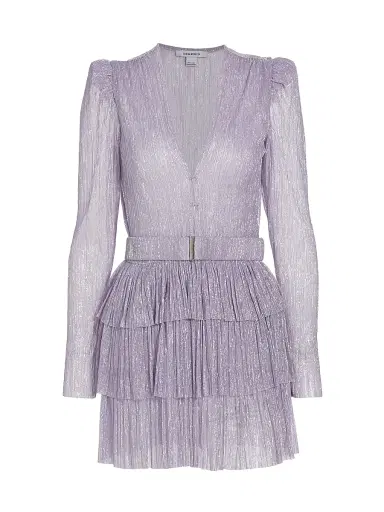 Sabina Musáyev Women's Carry Metallic Foil Ruffled Minidress - Lilac - Size Large | Thumbnail 1 Sabina Musáyev Women's Carry Metallic Foil Ruffled Minidress - Lilac - Size Large | Thumbnail 1
