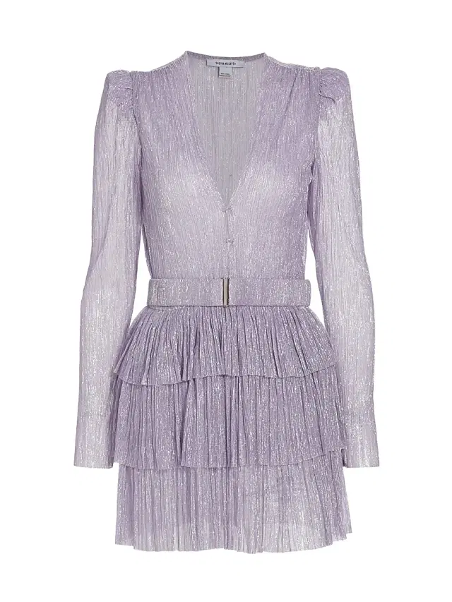 Sabina Musáyev Women's Carry Metallic Foil Ruffled Minidress - Lilac