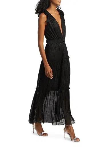Sabina Musáyev Women's Helena Metallic Tiered Maxi Dress | Thumbnail 2