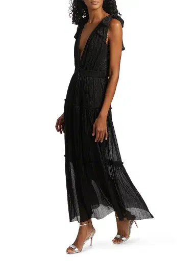 Sabina Musáyev Women's Helena Metallic Tiered Maxi Dress | Thumbnail 4