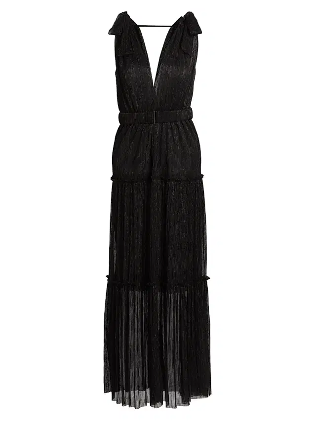 Sabina Musáyev Women's Helena Metallic Tiered Maxi Dress - Black
