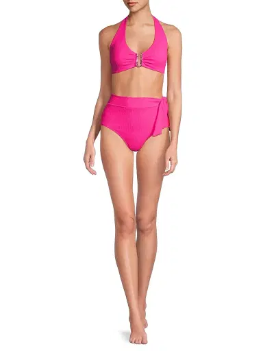 Change of Scenery Women's Melissa Halter U-Ring Bikini Top - Shocking Pink | Thumbnail 2