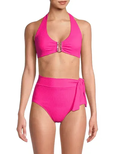 Change of Scenery Women's Melissa Halter U-Ring Bikini Top - Shocking Pink | Thumbnail 3