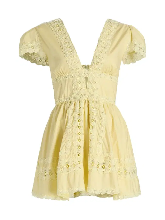 Peixoto Women's Piper Lace-Trimmed Cotton Minidress - Honeycomb