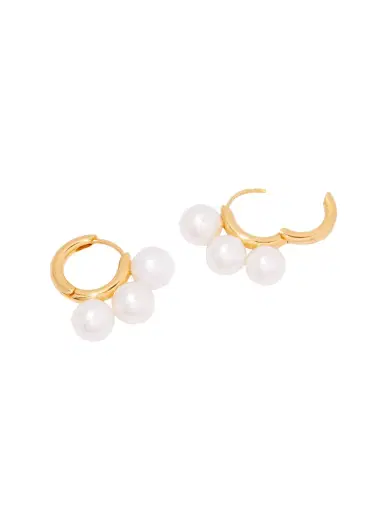 brook & york Women's Victoria 14K Gold-Vermeil & Pearl Huggie Hoop Earrings - Yellow Gold | Thumbnail 2